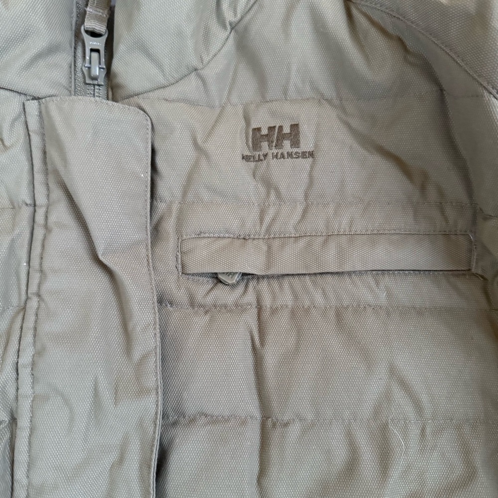 Helly Hansen Hooded Puffer Jacket Olive Green Women’s M Winter Coat - Picture 2 of 8
